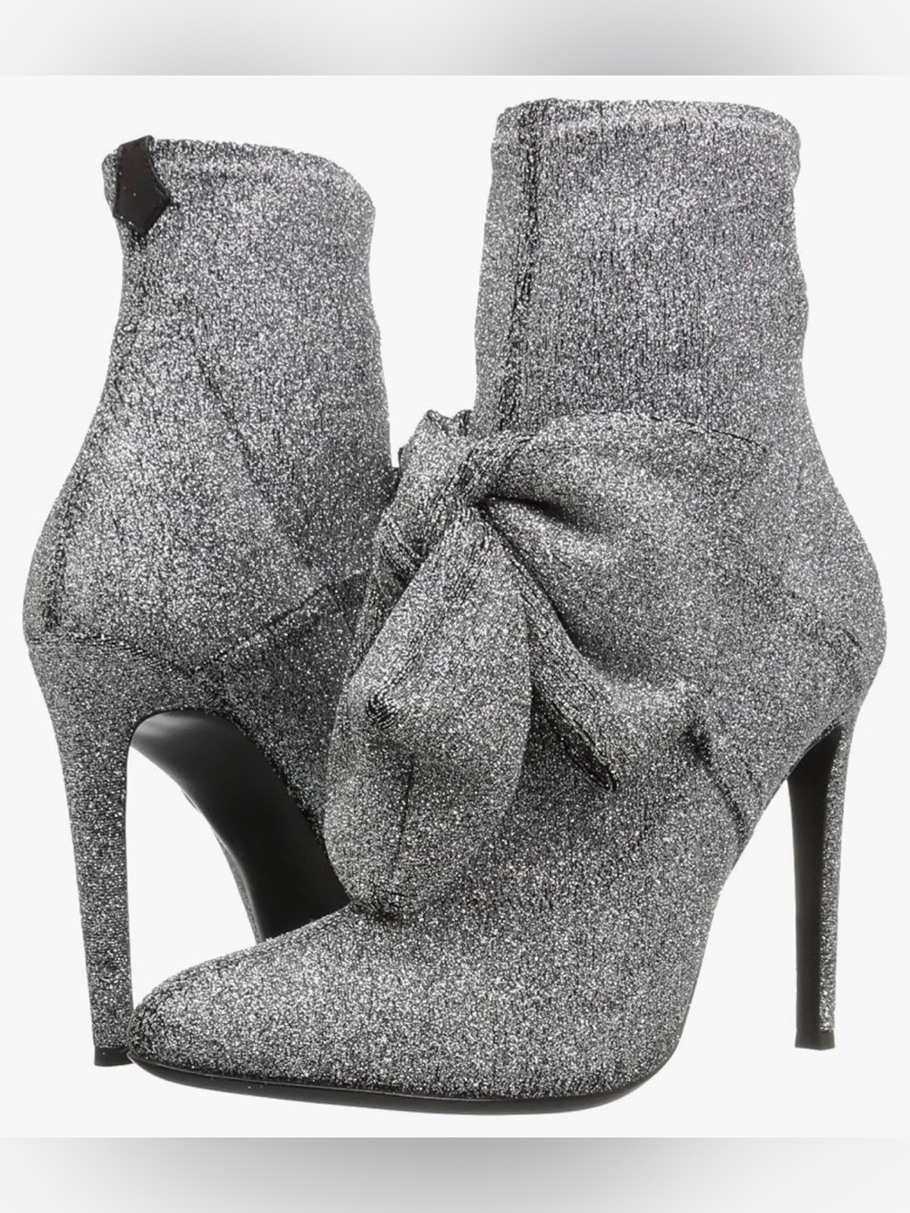 Giuseppe Zanotti Silver Glitter Bow Sock Booties Size 37